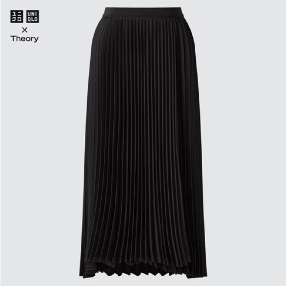 Uniqlo Black Pleated Midi Pencil Skirt